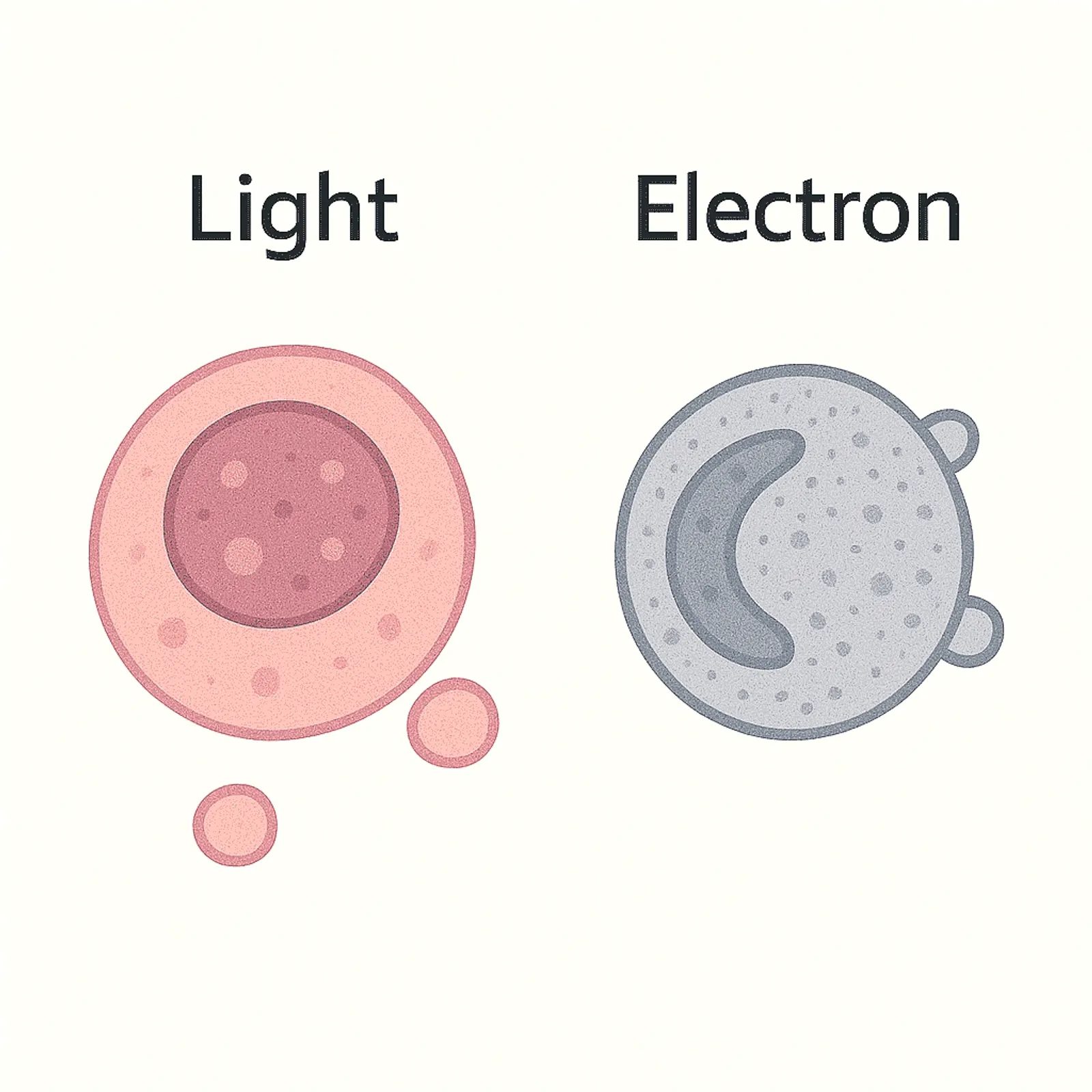 High quality comparison image showing apoptotic cell under light microscopy and electron microscopy without text.