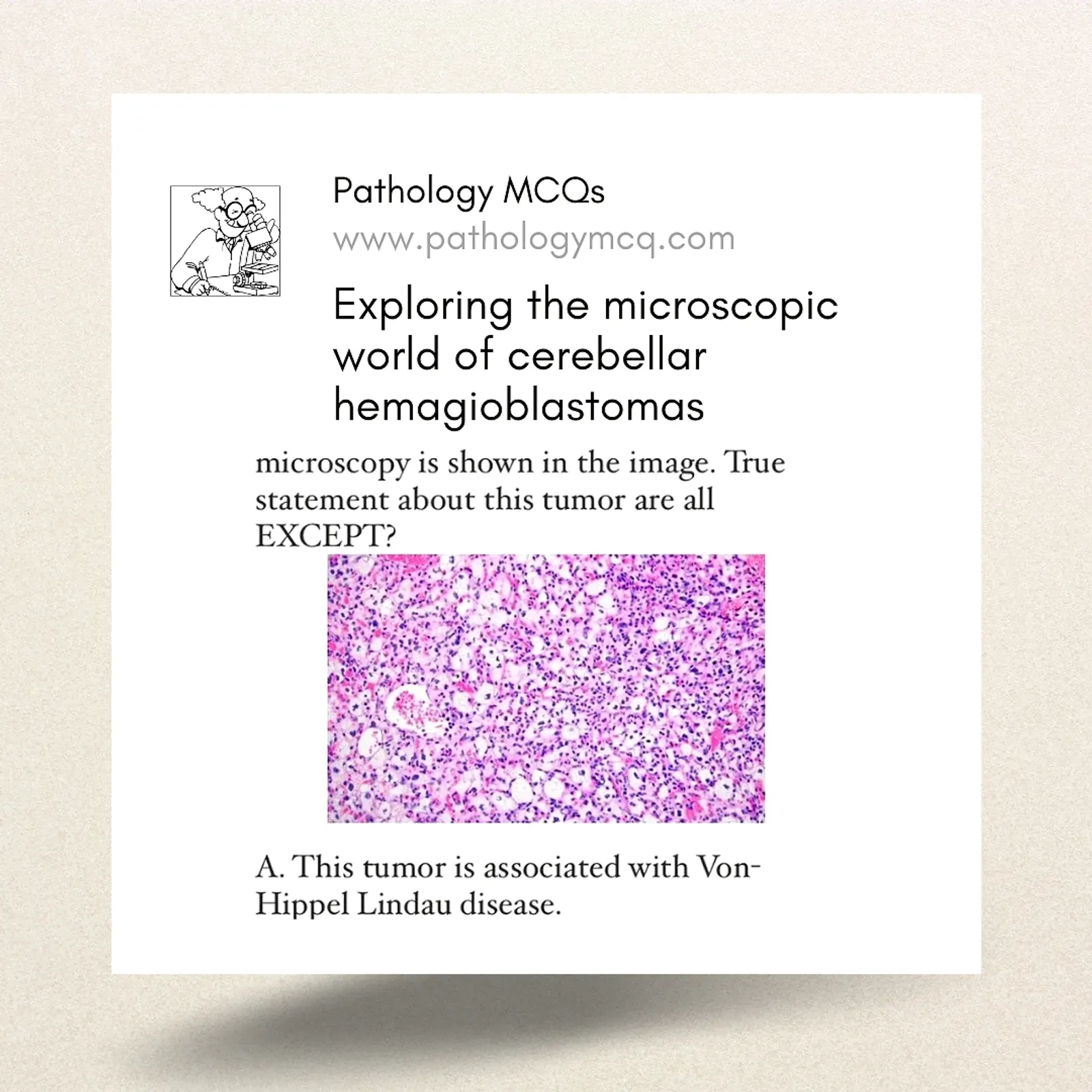 Exploring the Microscopic World of Cerebellar Hemangioblastoma