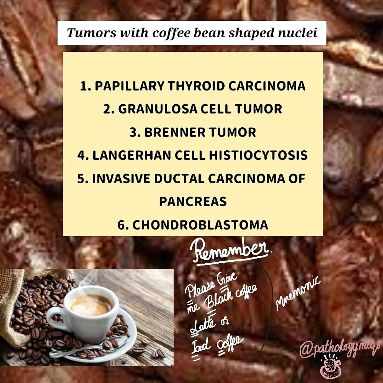 Some tumors with coffee bean shaped nuclei in pathology